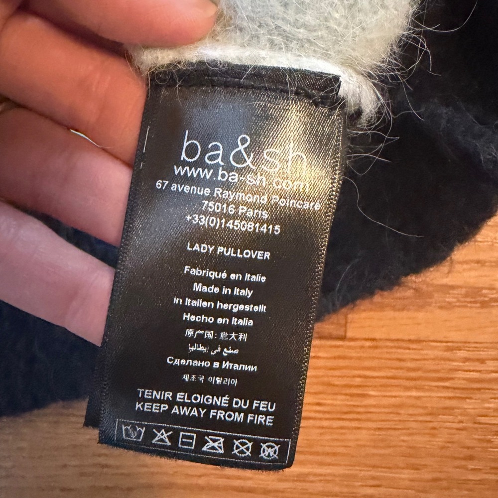 ba&sh Maria Stripe Alpaca Blend Sweater XS Fuzzy Soft Girl Balletcore Cozy - Picture 5 of 8